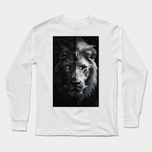 Lion noir et blanc Long Sleeve T-Shirt